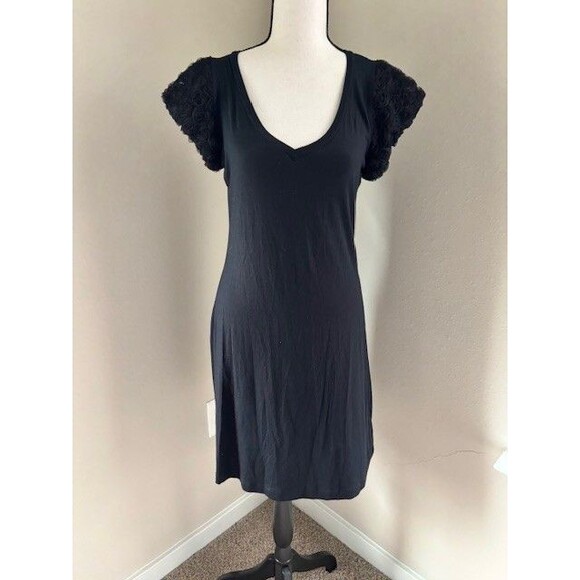 Nally & Milly Black Dress with Mesh Sleeves Sz S - Picture 1 of 3